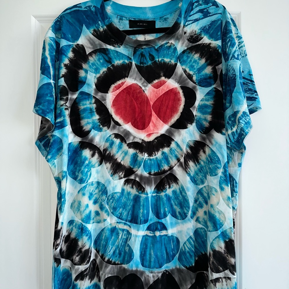 100% AUTHENTIC 
Amiri hearts tie dye oversized T-shirt